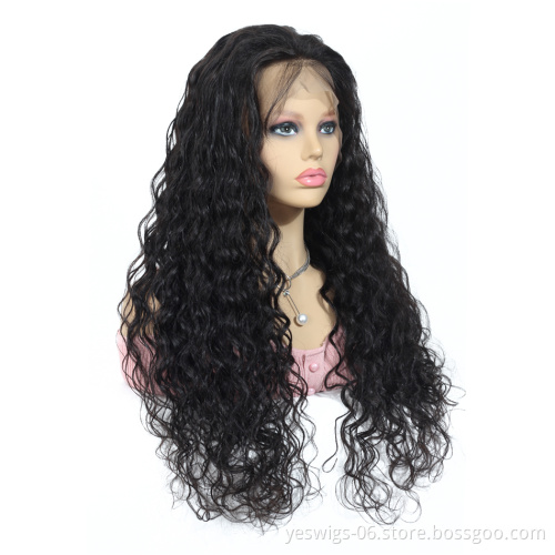 Factory Supplier Lace Wig Unprocessed Indian Virgin Remy Hair Cuticle Aligned  Water Wave 13X4 100%Human Hair Swiss Lace Wigs